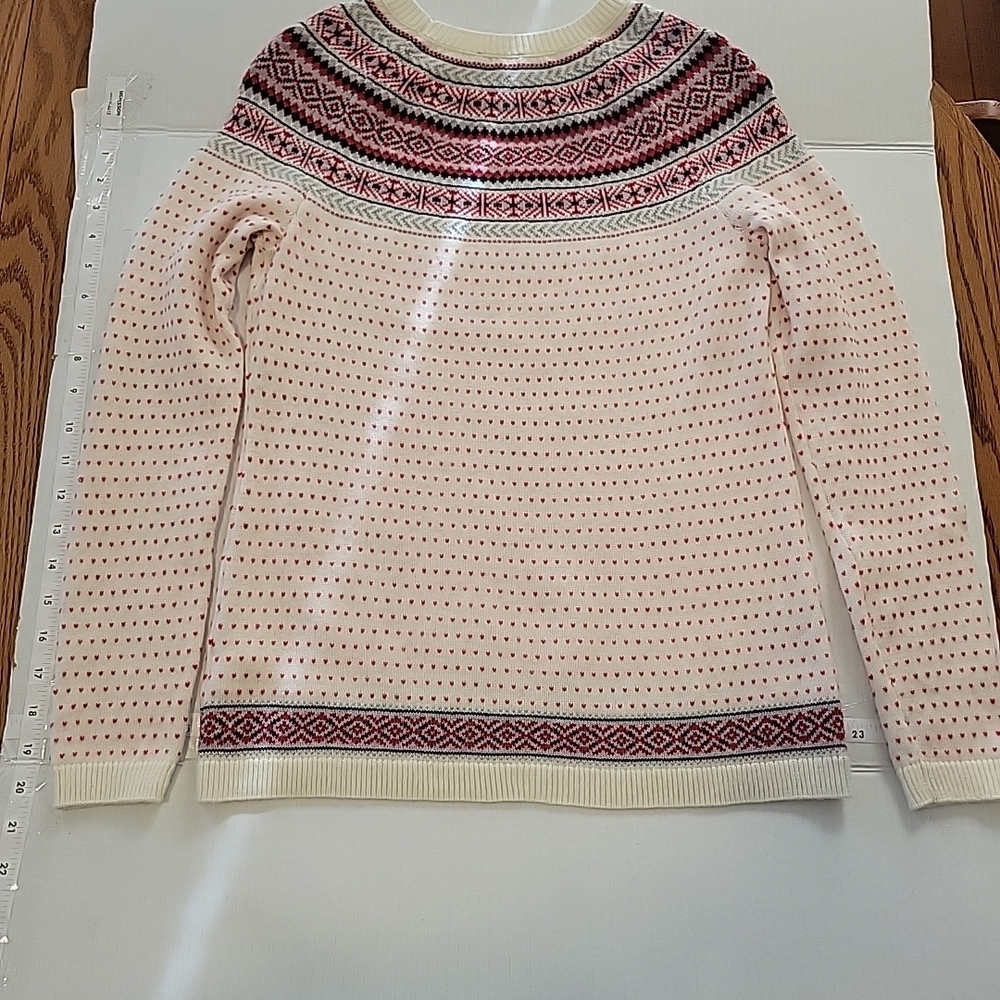 Talbots Red and Cream Fair Isle Sweater